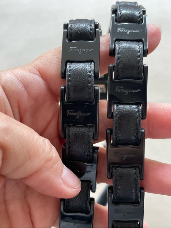 Ferragamo Belt Black Leather Link Silver Branded Hardware main image 4